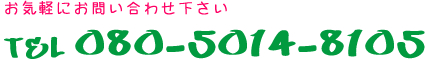 お気軽にお問い合わせ下さい tel:080-5014-8105